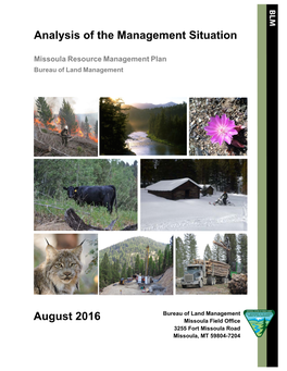 Analysis of the Management Situation- Missoula Resource