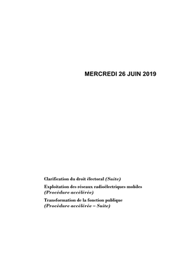 Mercredi 26 Juin 2019