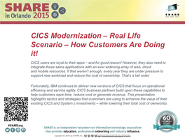 CICS Modernization – Real Life Scenario – How Customers Are