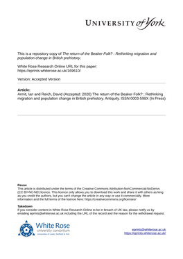 The Return of the Beaker Folk? : Rethinking Migration and Population Change in British Prehistory