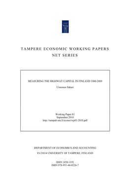 Tampere Economic Working Papers Net Series