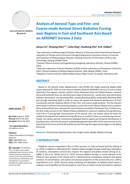 And Coarse-Mode Aerosol Direct Radiative Forcing Over Regions in East and Southeast Asia Base