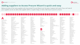 Adding Suppliers to Access Procure Wizard Is Quick and Easy