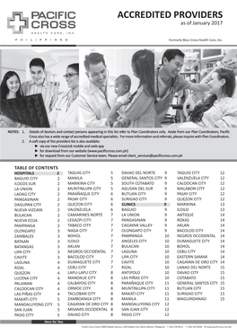 ACCREDITED PROVIDERS As of January 2017