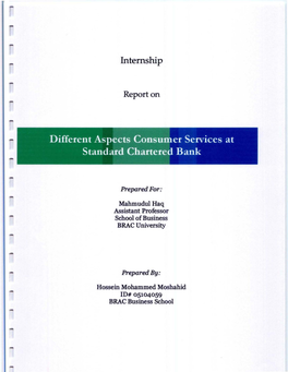 Different Aspects Consumer Services at Standard Chartered Bank