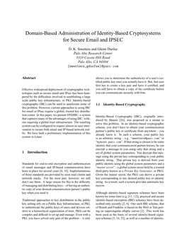 Domain-Based Administration of Identity-Based Cryptosystems for Secure Email and IPSEC