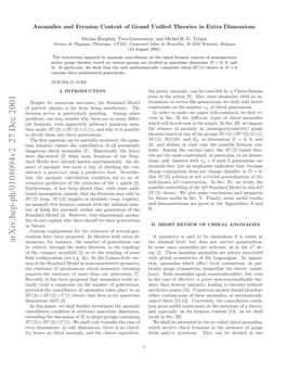 Anomalies and Fermion Content of Grand Unified Theories in Extra