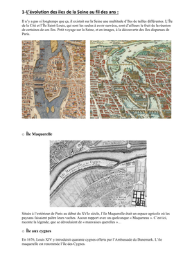 1- L'évolution Des Iles De La Seine Au Fil Des Ans