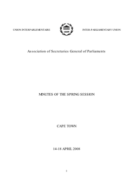 Association of Secretaries General of Parliaments MINUTES of THE