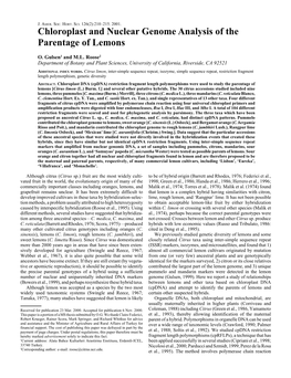 Chloroplast and Nuclear Genome Analysis of the Parentage of Lemons