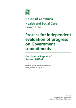 Process for Independent Evaluation of Progress on Government Commitments