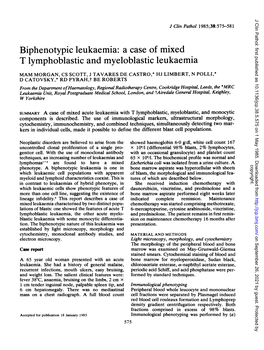 A Case of Mixed T Lymphoblastic and Myeloblastic Leukaemia