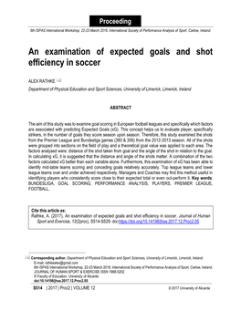 An Examination of Expected Goals and Shot Efficiency in Soccer