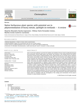 Native Herbaceous Plant Species with Potential Use in Phytoremediation of Heavy Metals, Spotlight on Wetlands D a Review