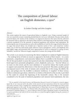 The Composition of Famuli Labour on English Demesnes, C.1300*