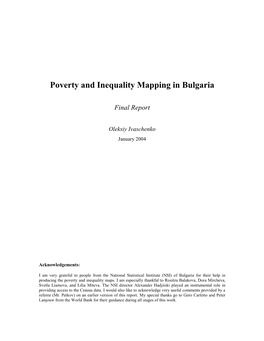 Poverty and Inequality Mapping in Bulgaria