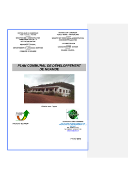 Plan Communal De Développement De Ngambe