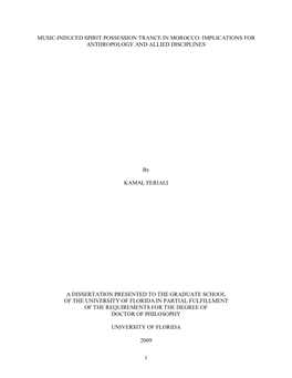 Music-Induced Spirit Possession Trance in Morocco: Implications for Anthropology and Allied Disciplinesِ