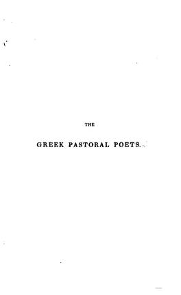 Greek Pastoral Poets