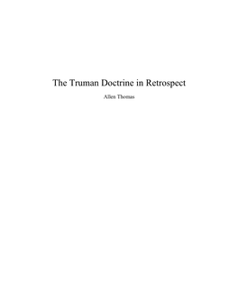 The Truman Doctrine in Retrospect