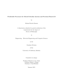 Predictable Processors for Mixed-Criticality Systems and Precision-Timed I/O