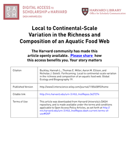 Local to Continental-Scale Variation in the Richness and Composition of an Aquatic Food Web