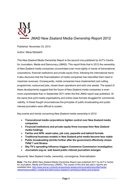 JMAD New Zealand Media Ownership Report 2012