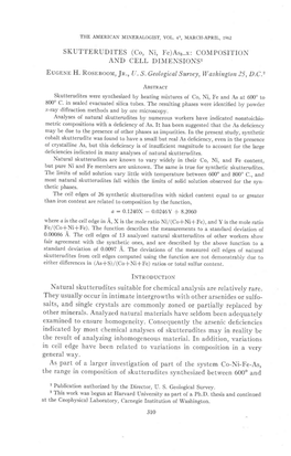 SKUTTERUDITES (Co, Ni, Fe)As3 X: COMPOSITION and CELL