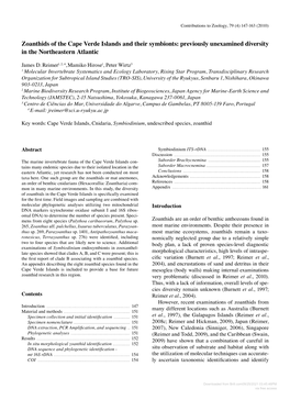 Zoanthids of the Cape Verde Islands and Their Symbionts: Previously Unexamined Diversity in the Northeastern Atlantic