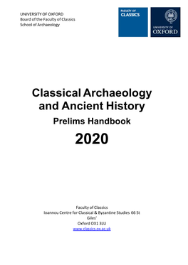 Classical Archaeology and Ancient History Prelims Handbook 2020