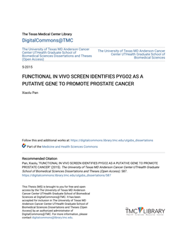 Functional in Vivo Screen Identifies Pygo2 As a Putative Gene to Promote Prostate Cancer