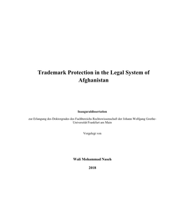 Trademark Protection in the Legal System of Afghanistan