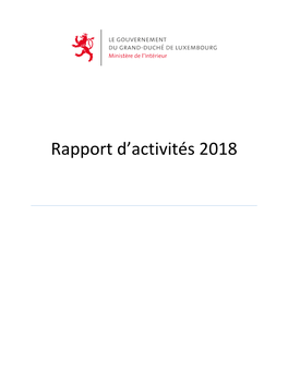 Rapport D'activité 2018 Du Ministère De L'intérieur