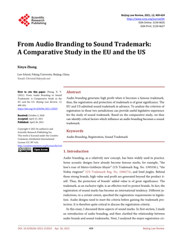 From Audio Branding to Sound Trademark: a Comparative Study in the EU and the US