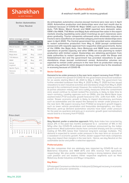 Automobiles a Washout Month; Path to Recovery Gradual Sector Update