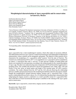 Morphological Characterization of Agave Angustifolia and Its Conservation in Guerrero, Mexico