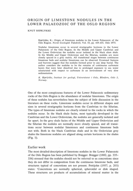 Origin of Limestone Nodules in the Lower Palaeozoic of the Oslo Region