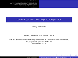 Lambda-Calculus : from Logic to Computation