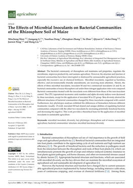 The Effects of Microbial Inoculants on Bacterial Communities of the Rhizosphere Soil of Maize