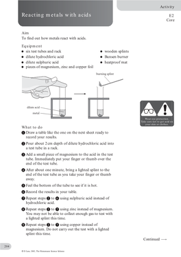 Reacting Metals with Acids E2 Core