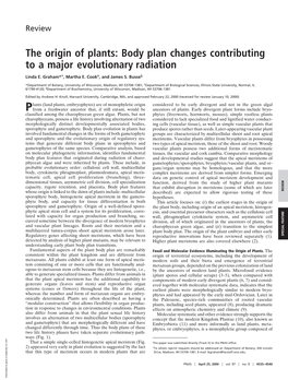 The Origin of Plants: Body Plan Changes Contributing to a Major Evolutionary Radiation