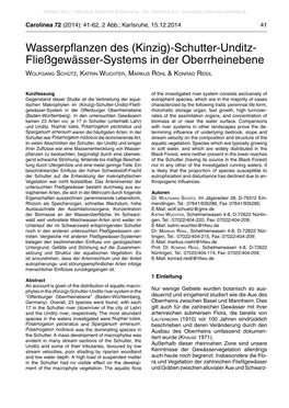 Wasserpflanzen Des (Kinzig)-Schutter-Unditz- Fließgewässer-Systems in Der Oberrheinebene