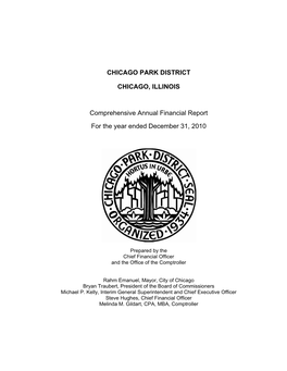 CHICAGO PARK DISTRICT CHICAGO, ILLINOIS Comprehensive Annual