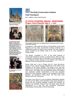 The Getty Conservation Institute Field Trip Report ST.VITUS CATHEDRAL