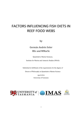 Factors Influencing Fish Diets in Reef Food Webs