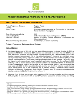 Project/Programme Proposal to the Adaptation Fund