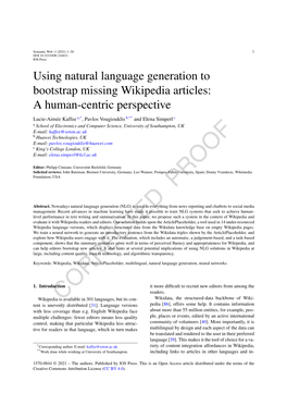Using Natural Language Generation to Bootstrap Missing Wikipedia Articles: a Human-Centric Perspective