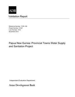 Provincial Towns Water Supply and Sanitation Project Validation Report