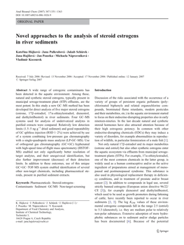 Novel Approaches to the Analysis of Steroid Estrogens in River Sediments