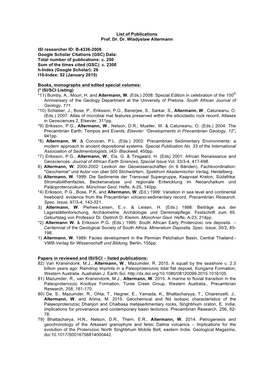 List of Publications Prof. Dr. Dr. Wladyslaw Altermann ISI